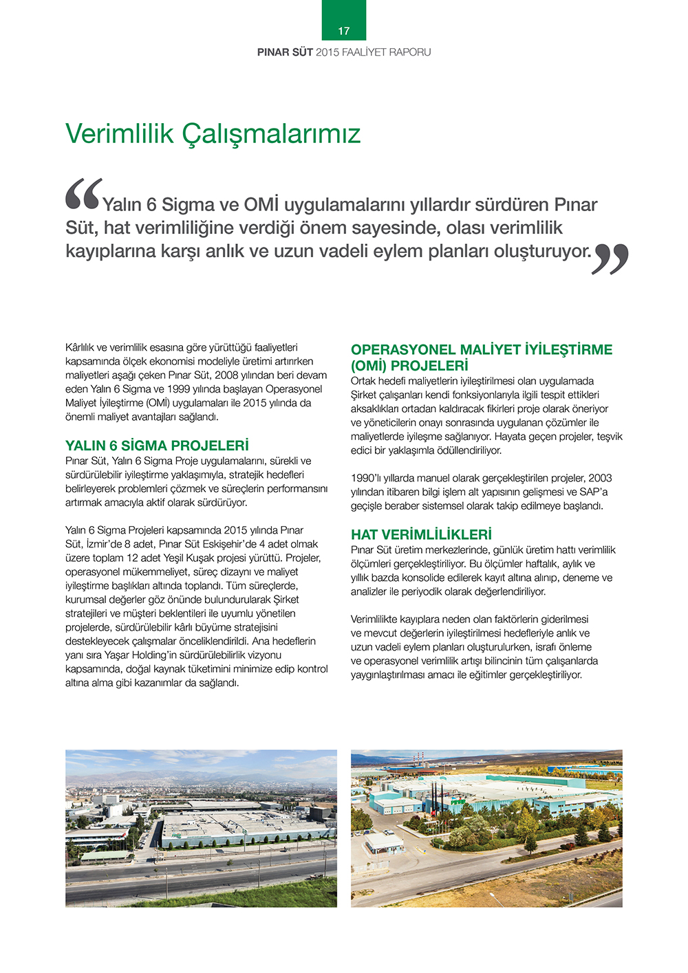 verimlilik çalışmalarımız
